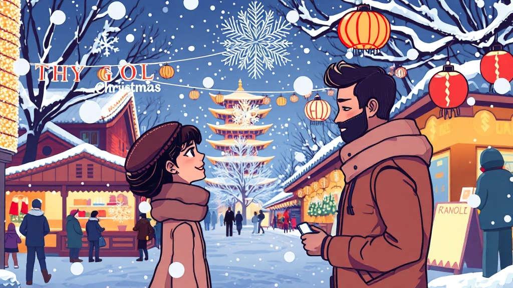 서울의 로맨틱한 겨울 축제 (cartoon 스타일)