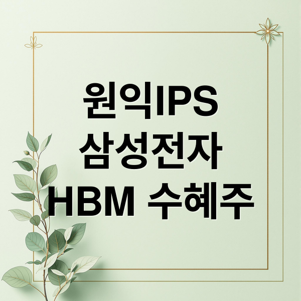 원익IPS
삼성전자
HBM 수혜주 (원익ips주가 급등 정지거래까지! 삼성전자 최대 수혜주 앞으로 주가 전망은?)