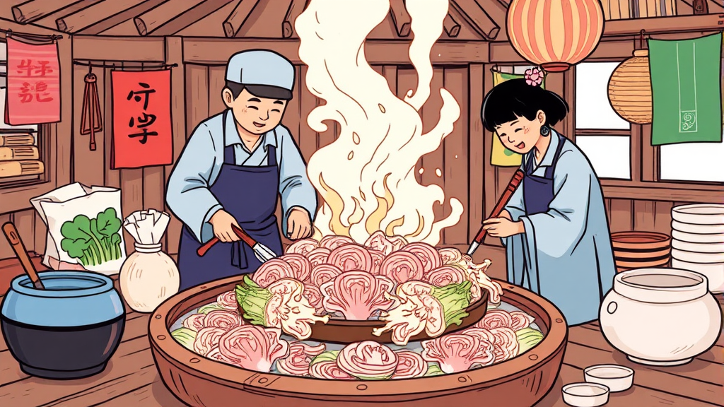 절임 배추 준비 & 처리 (cartoon 스타일)