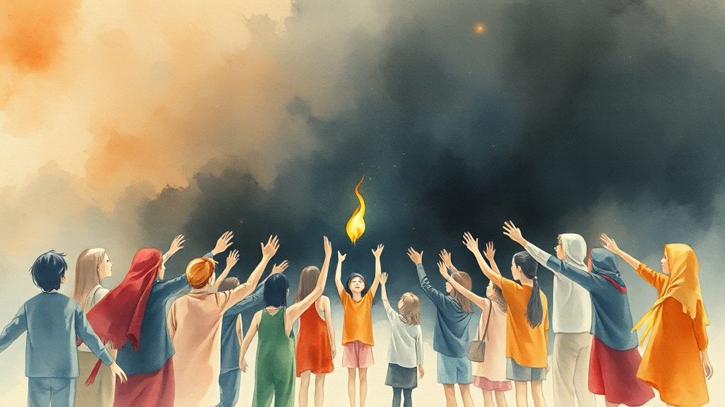 어려움을 극복하는 희망의 불씨 (watercolor 스타일)