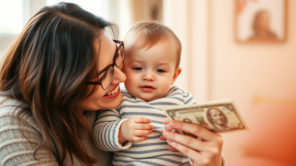 육아휴직 급여 기본 개념 (realistic 스타일)