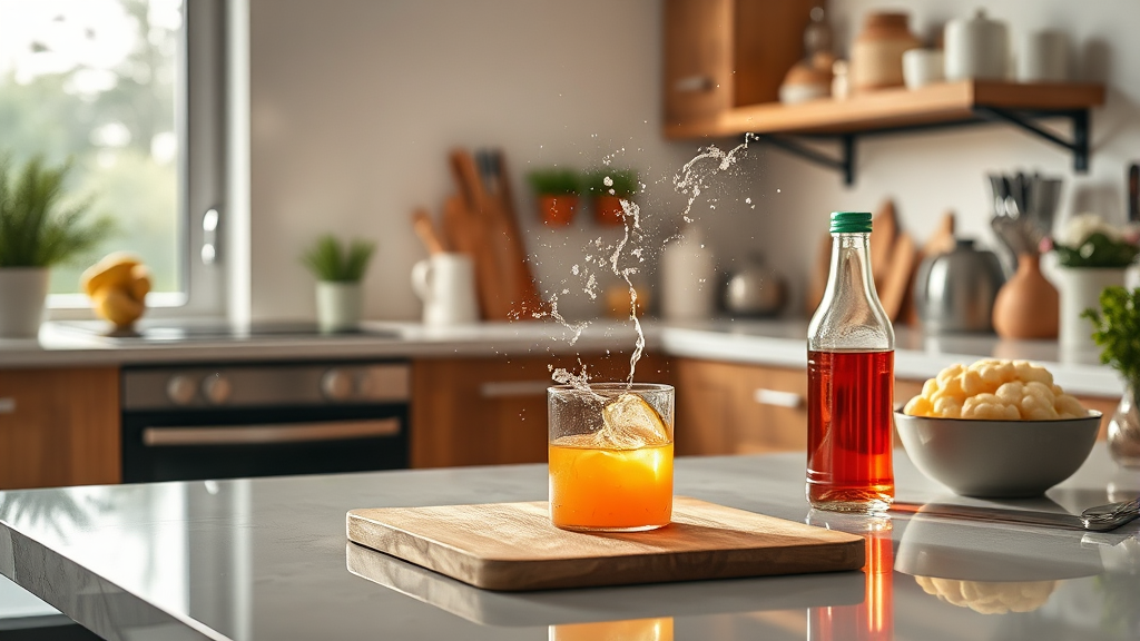 주방 청소, 소주와 쌀뜨물로 똑똑하게 끝내기 (realistic 스타일)