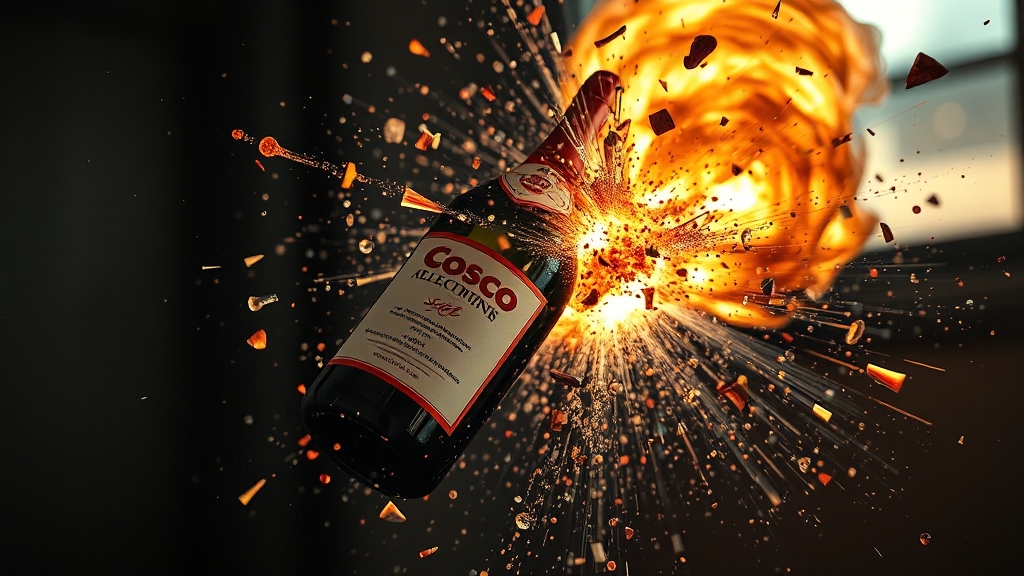 코스트코 와인 폭발 사고 (realistic 스타일)