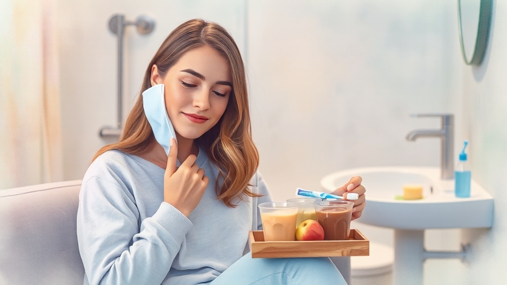 발치 후 관리 및 회복 과정 (watercolor 스타일)