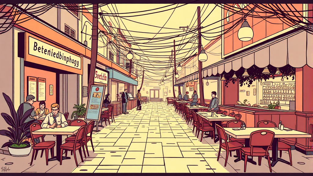 경제, 외식업 폐업 & 정부 정책 (illustration 스타일)