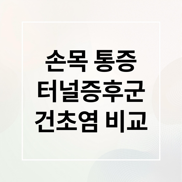 손목 통증
터널증후군
건초염 비교 (손목터널증후군 손목건초염 차이)