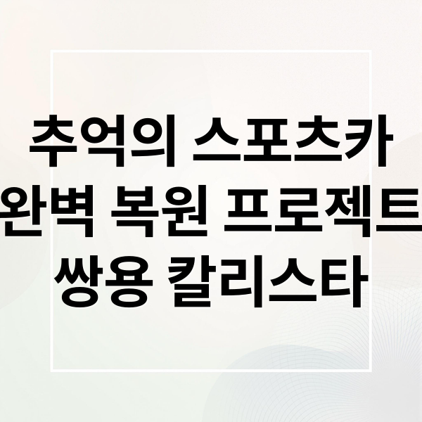 추억의 스포츠카
완벽 복원 프로젝트
쌍용 칼리스타 (쌍용 칼리스타 복원)