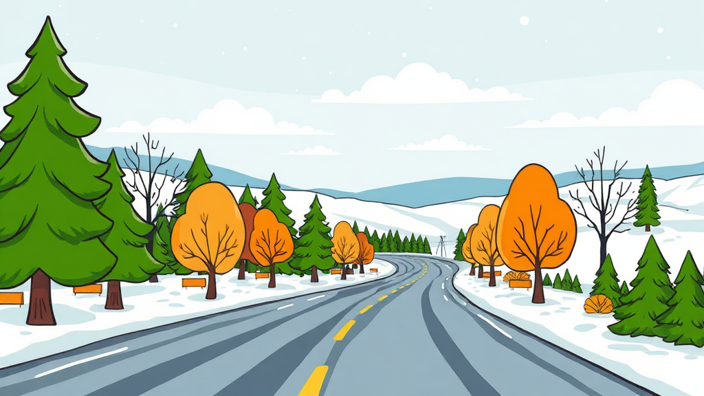 가로수 보호를 위한 제설제 대안은 없을까? (cartoon 스타일)