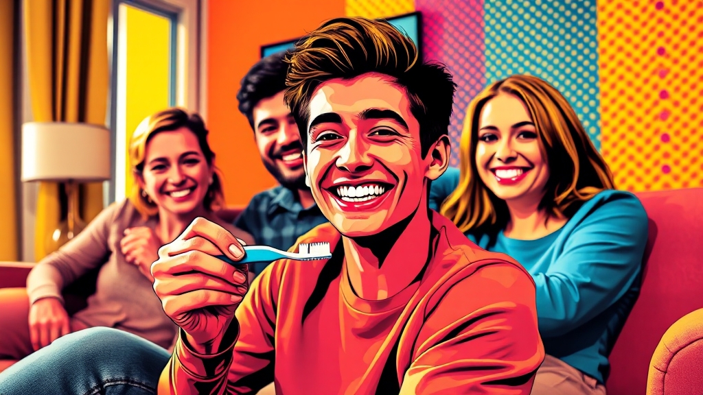 치은염 관리, 일상 속 실천 (popart 스타일)