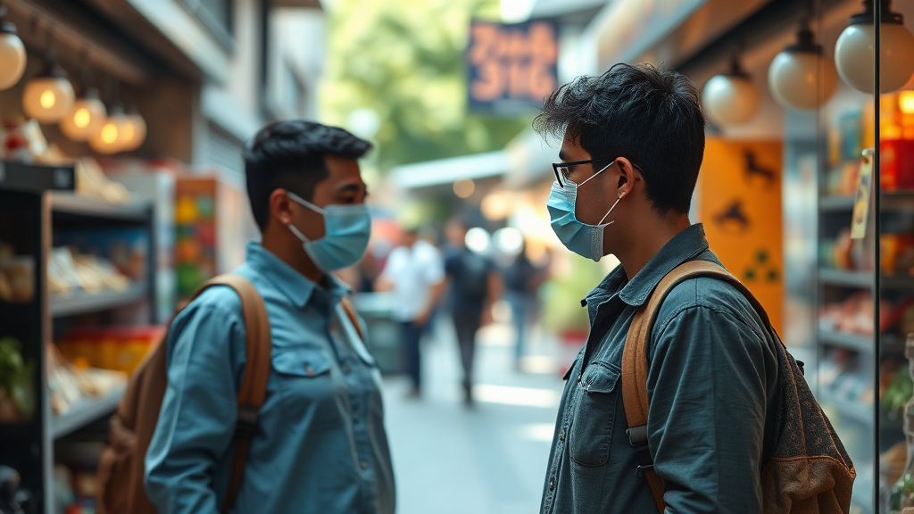 사회 이슈: 코로나19 현황 및 방역 정책 변화 (realistic 스타일)