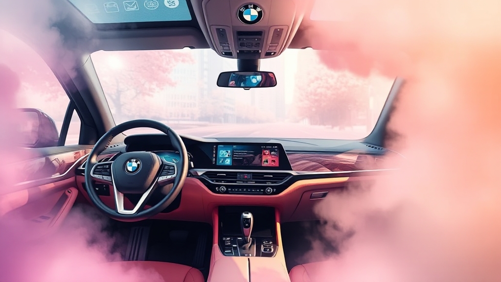 iX3 풀체인지 실내: 디지털 경험과 편의 기능 (watercolor 스타일)