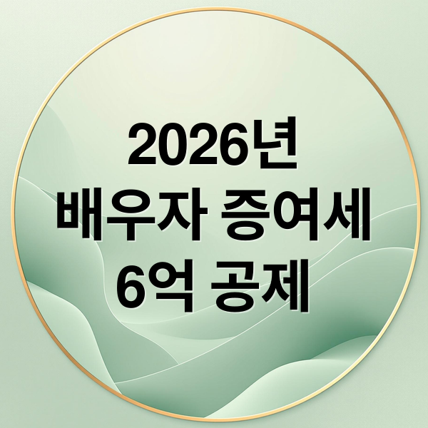 2026년
배우자 증여세
6억 공제 (2026 증여세 면제 배우자 공제 6억)
