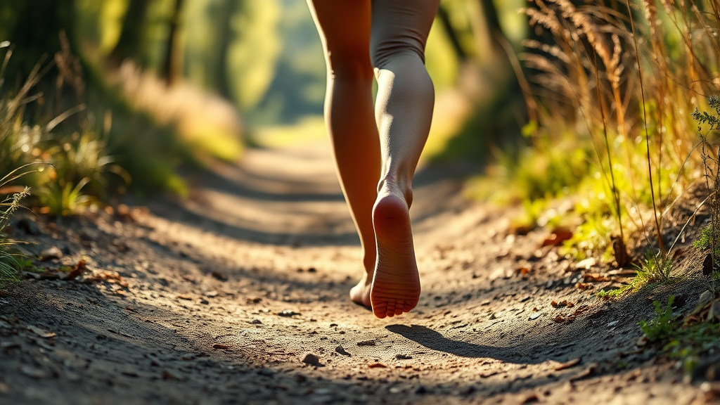 맨발 걷기의 놀라운 효능과 건강 효과 (realistic 스타일)