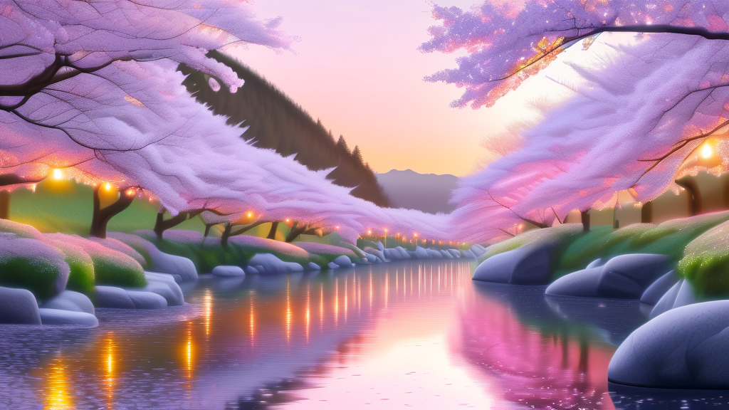 충주 수안보 & 달천 강변: 봄의 정취를 만끽하는 길 (realistic 스타일)