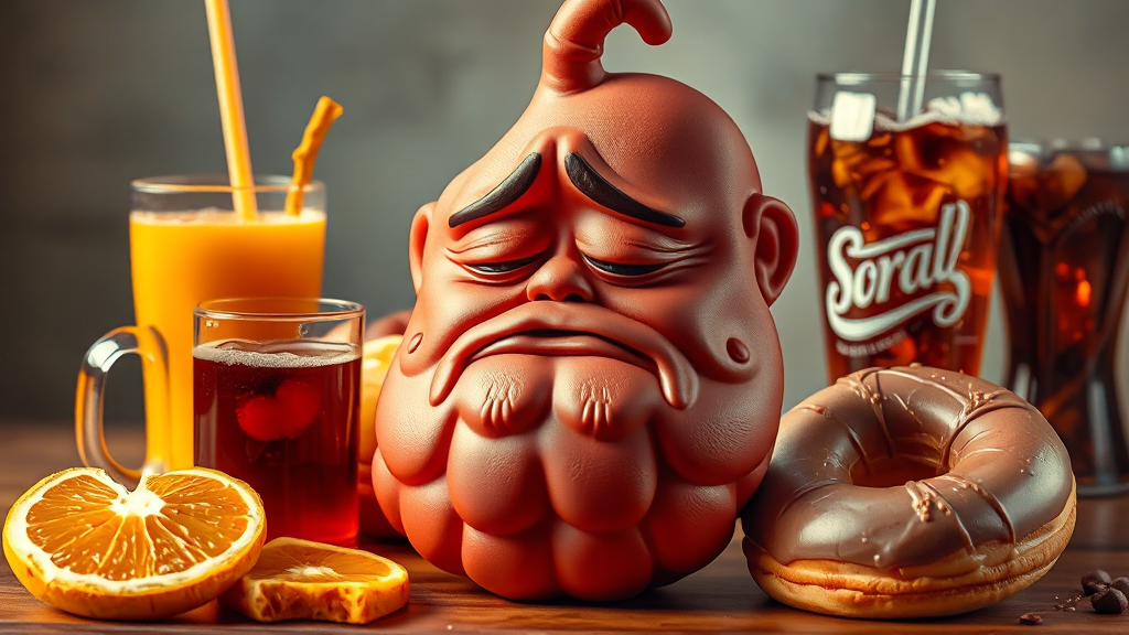 공복에 피해야 할 음식: 속쓰림 주의 (realistic 스타일)