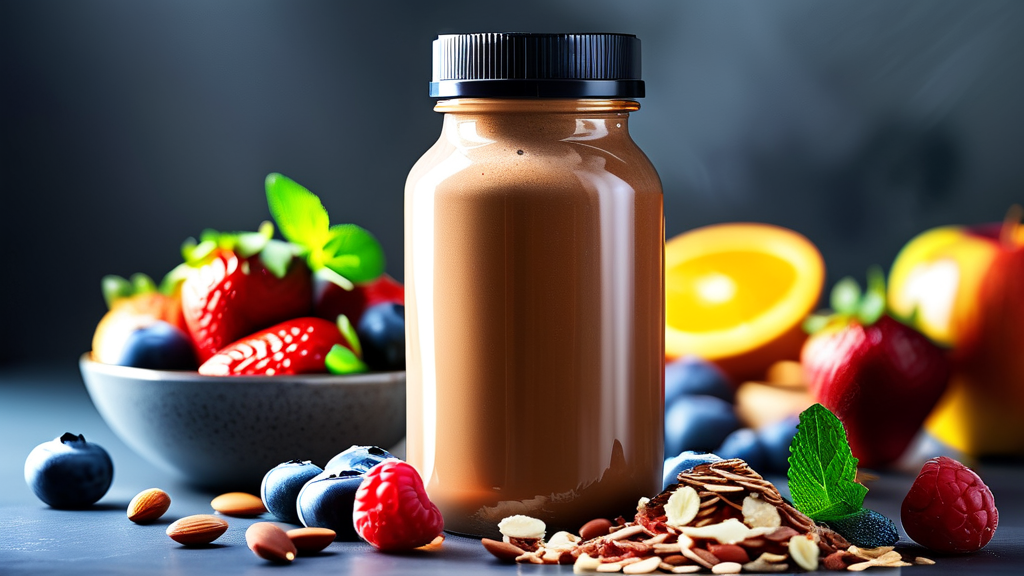 단백질 보충제, 식사 대용으로도 가능할까? (realistic 스타일)