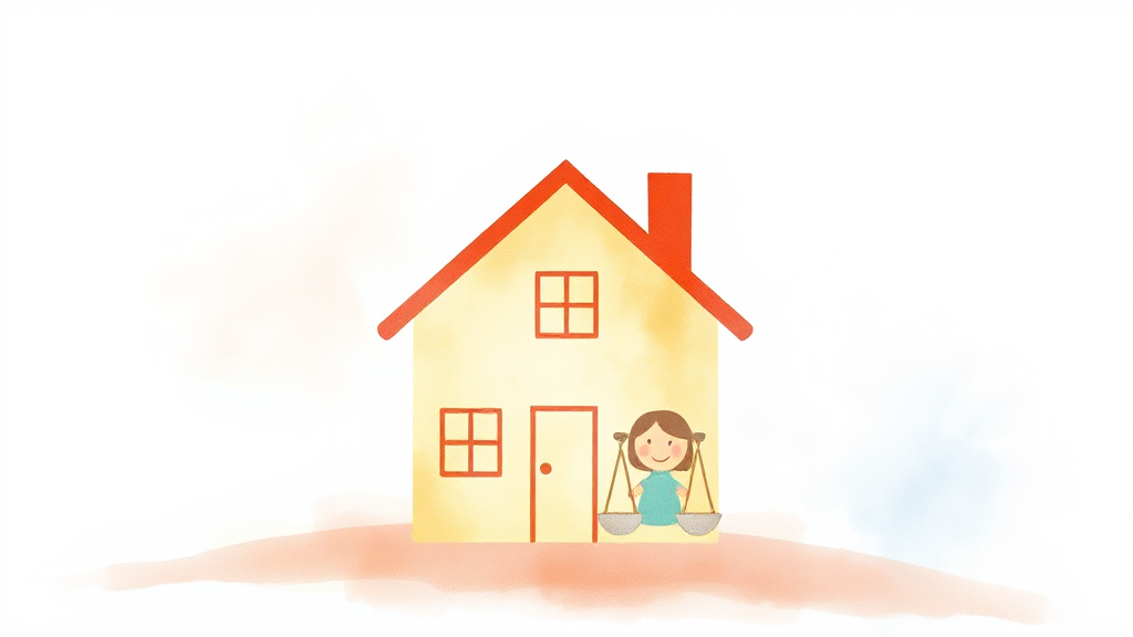 재산분할 기준: 기여도 (watercolor 스타일)