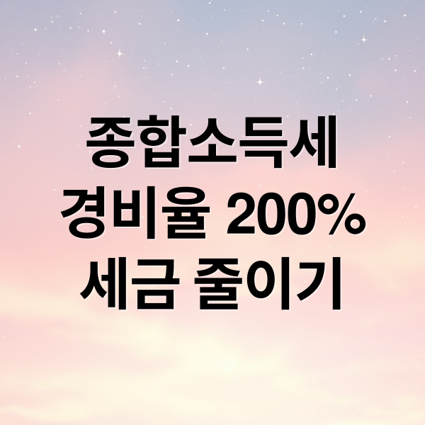 종합소득세
경비율 200%
세금 줄이기 (종합소득세 신고 경비율)