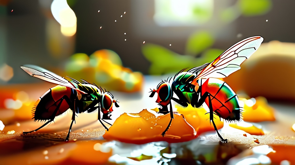 파리가 음식이나 몸에 앉는 꿈, 그 숨겨진 의미 (realistic 스타일)