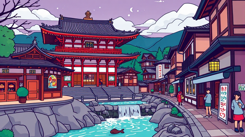 교토 대표 사찰, 청수사 (cartoon 스타일)