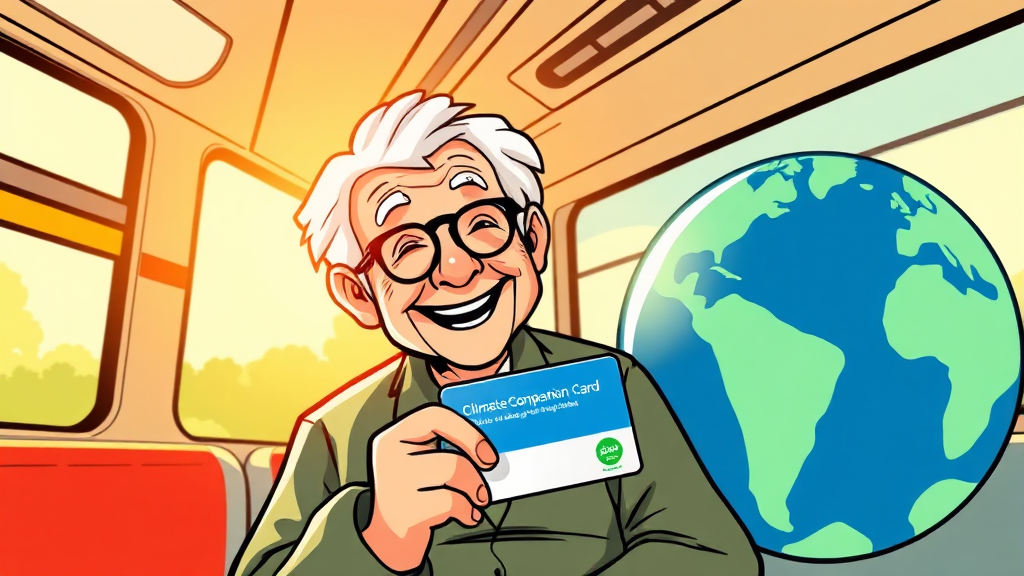 기후동행카드, 지속 가능한 교통 정책의 가능성 제시 (cartoon 스타일)