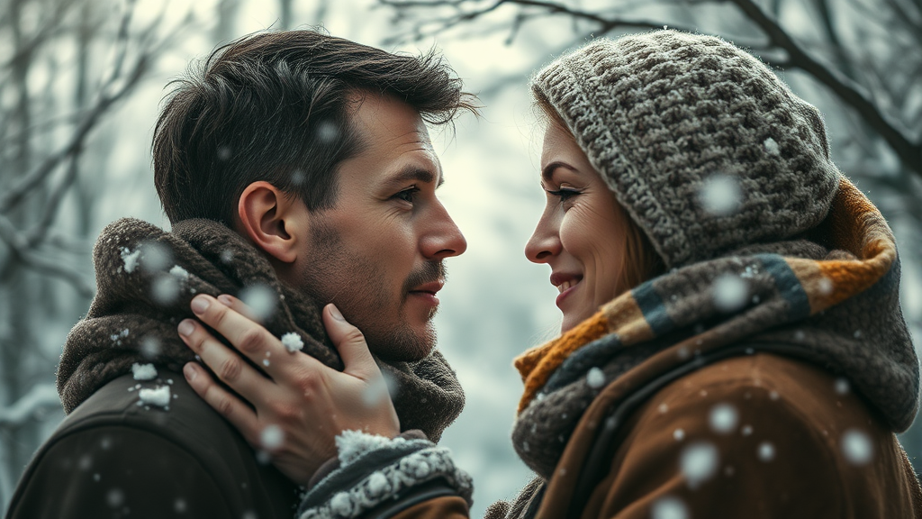 엇갈린 운명 속 인물들의 이야기 (realistic 스타일)