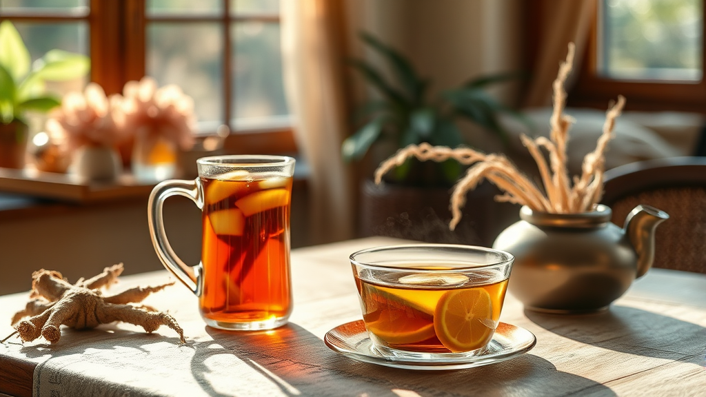 기침 완화에 좋은 차 종류 (realistic 스타일)