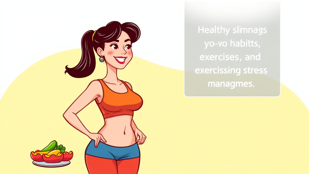 다이어트 성공 후 유지 관리 전략 (cartoon 스타일)