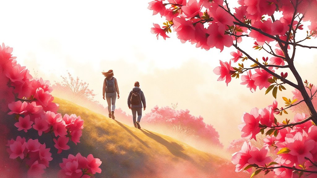 진달래 개화 시기 관련 여행 팁 (watercolor 스타일)
