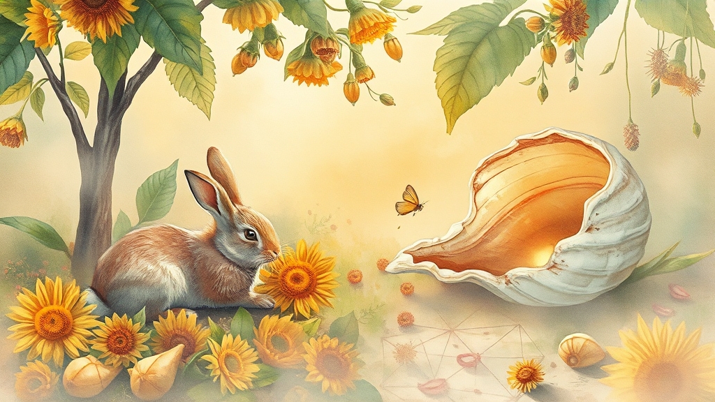 토끼 번식과 수열 기원 (watercolor 스타일)