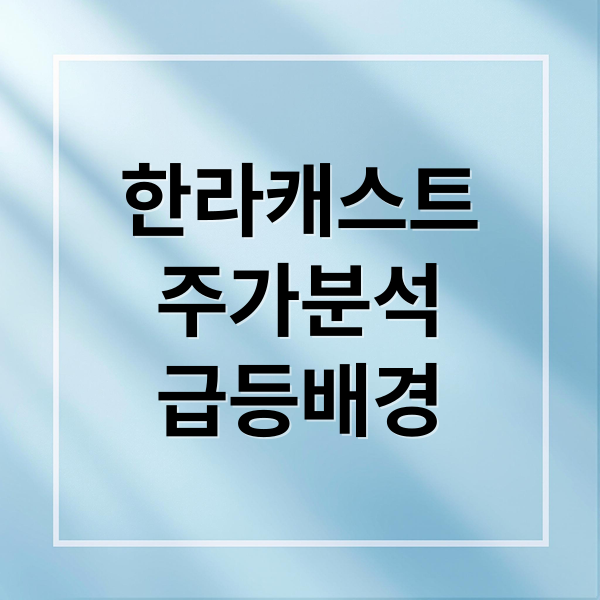 한라캐스트
주가분석
급등배경 (한라캐스트주가)