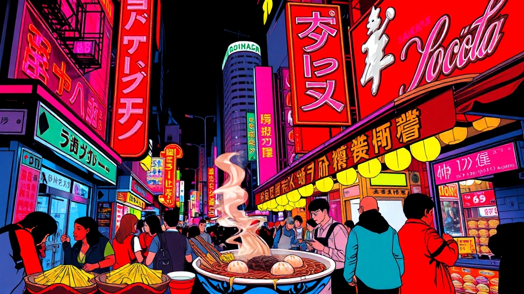 오사카 맛집 탐방 가이드 (popart 스타일)