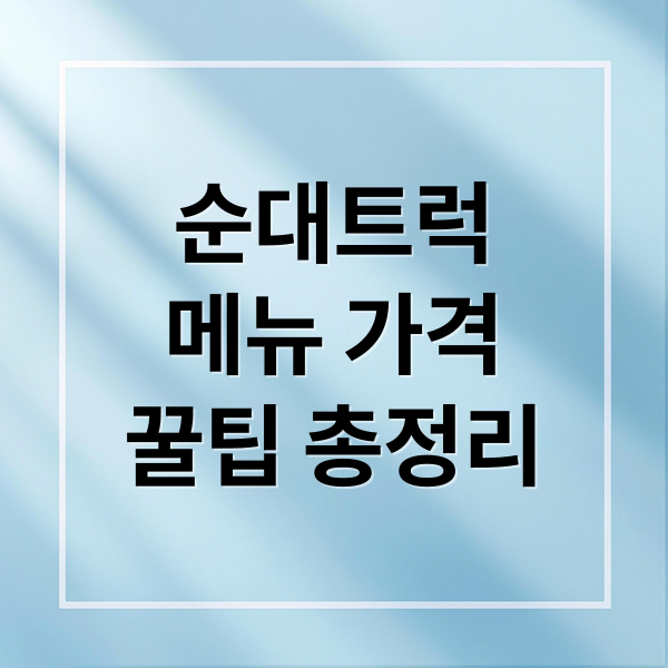 순대트럭
메뉴 가격
꿀팁 총정리 (순대트럭)