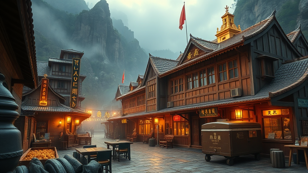 진과스: 황금의 도시를 만나다 (realistic 스타일)