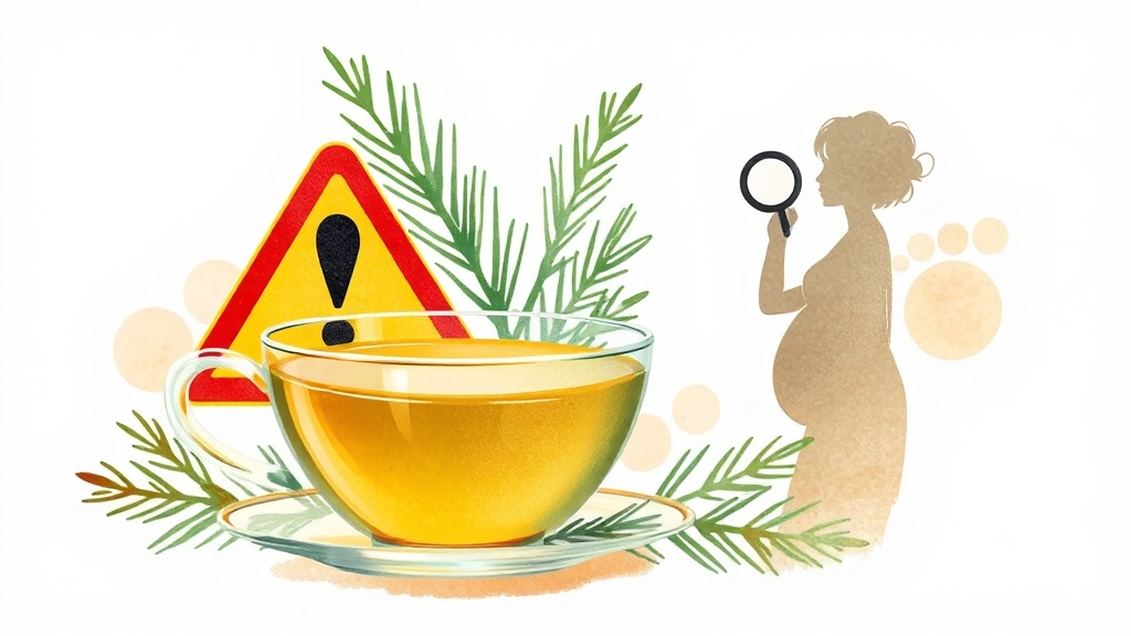 솔잎차 섭취 시 주의사항 및 부작용 (illustration 스타일)