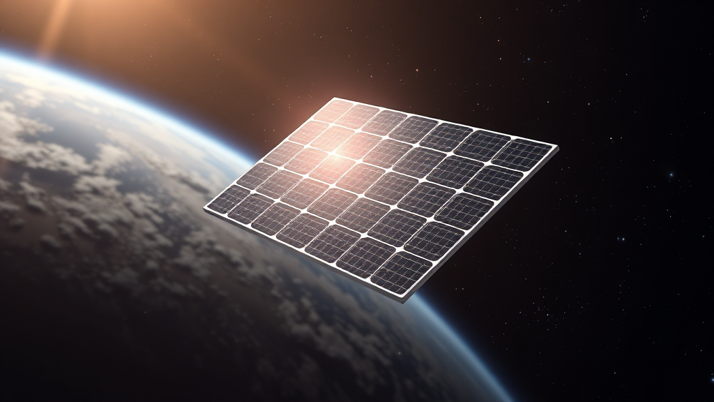 우주 태양광 기술의 핵심: 페로브스카이트의 부상 (realistic 스타일)
