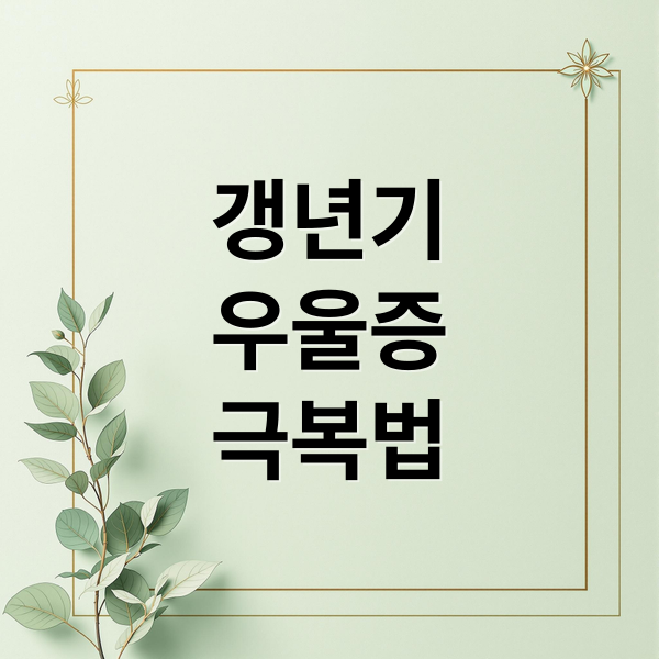 갱년기
우울증
극복법 (갱년기 우울증 증상 12가지)