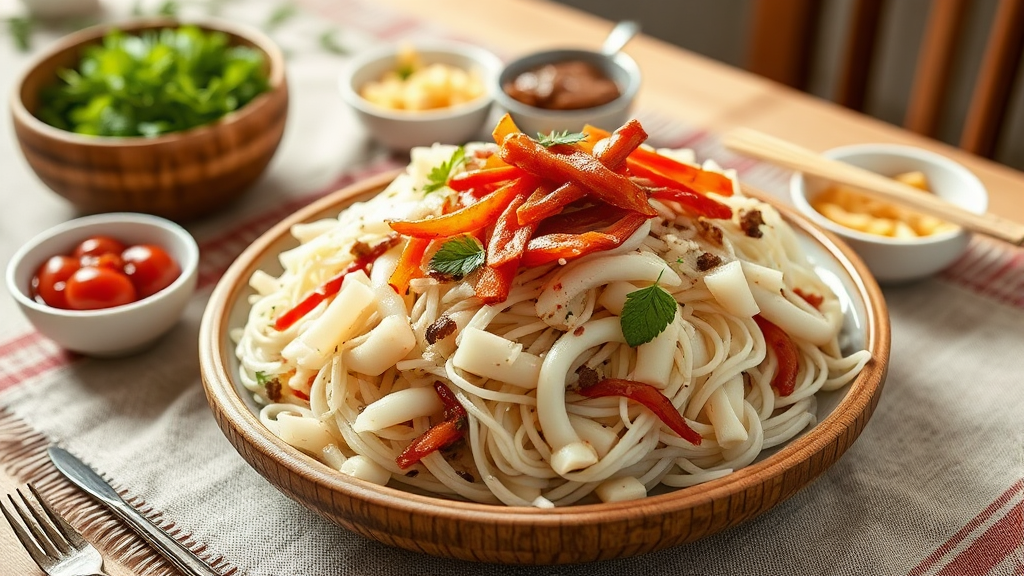 건강과 복을 기원하는 나물 요리 (realistic 스타일)