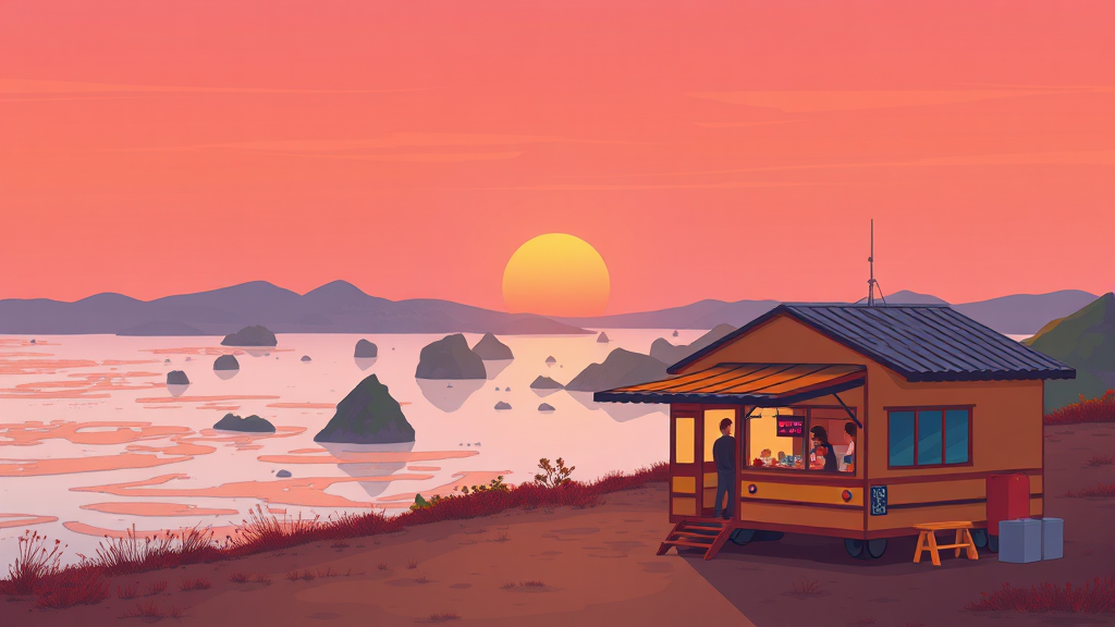 무녀도 명소 탐험 (illustration 스타일)