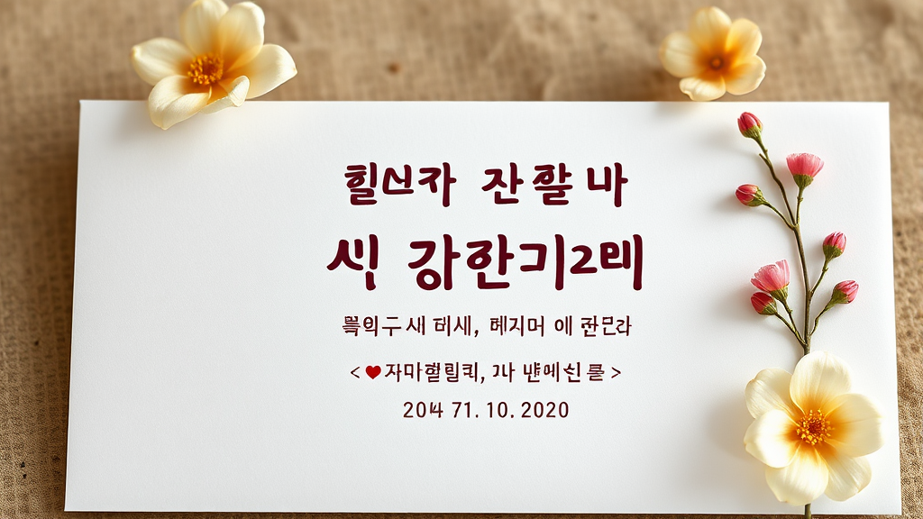 축의금 봉투: 한자 vs 한글 (realistic 스타일)