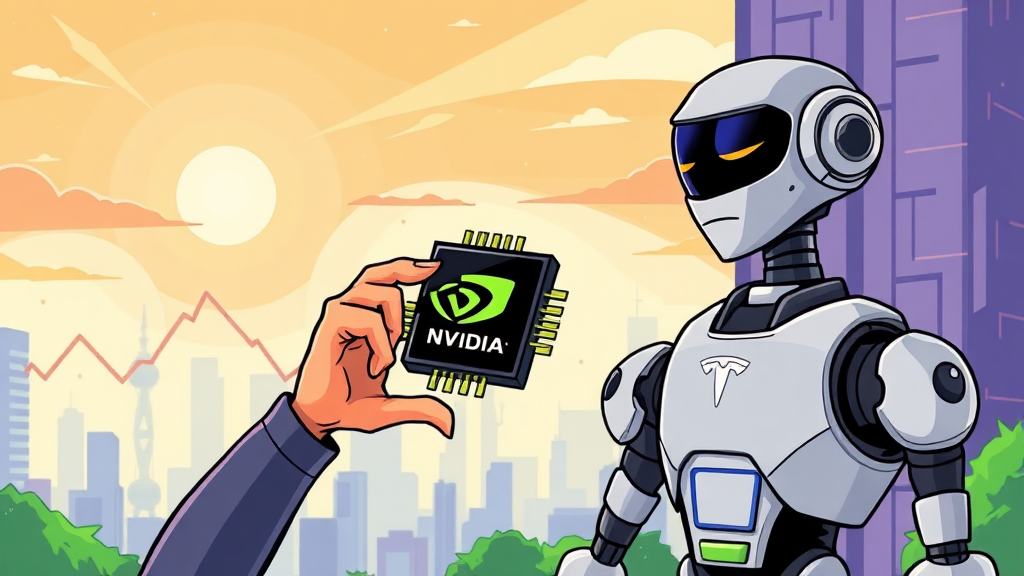 미국 주식 시장: AI 기술 기업 주가 예측 (cartoon 스타일)