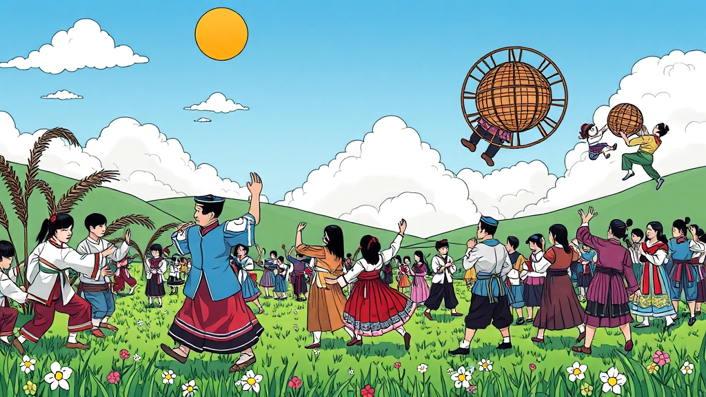 전통 민속놀이 체험 (illustration 스타일)