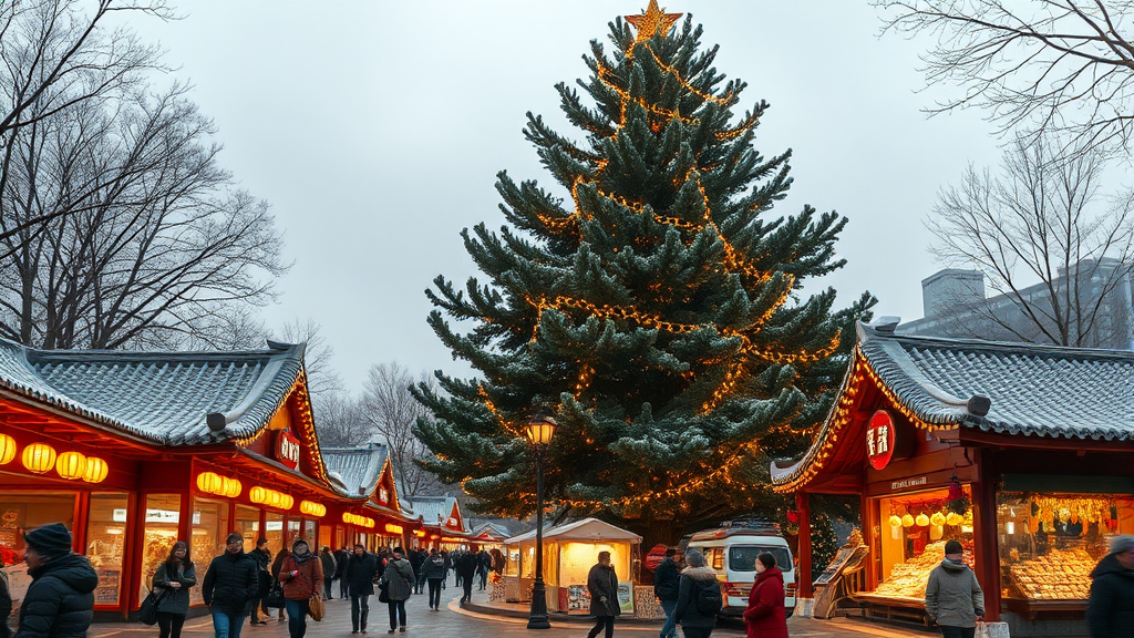 광화문 광장 산타마을 마켓 & 빛초롱 축제 🎅 (realistic 스타일)