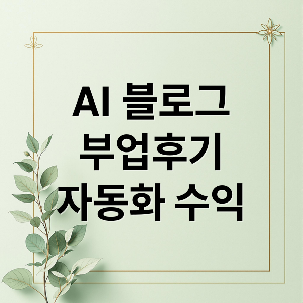 AI 블로그
부업후기
자동화 수익 (AI 블로그 부업, 6개월 운영해보니)