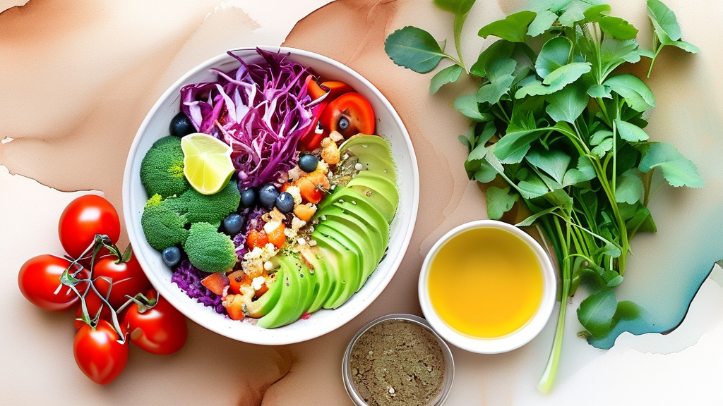 혈당 조절을 위한 식단 구성 전략 (watercolor 스타일)