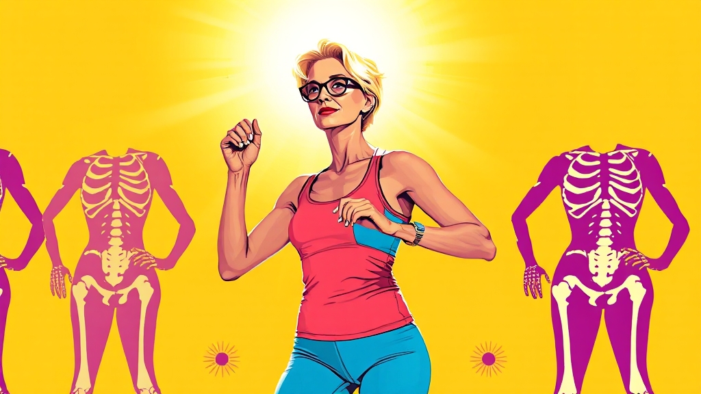 골다공증 관리의 중요성과 정기 검진 (popart 스타일)