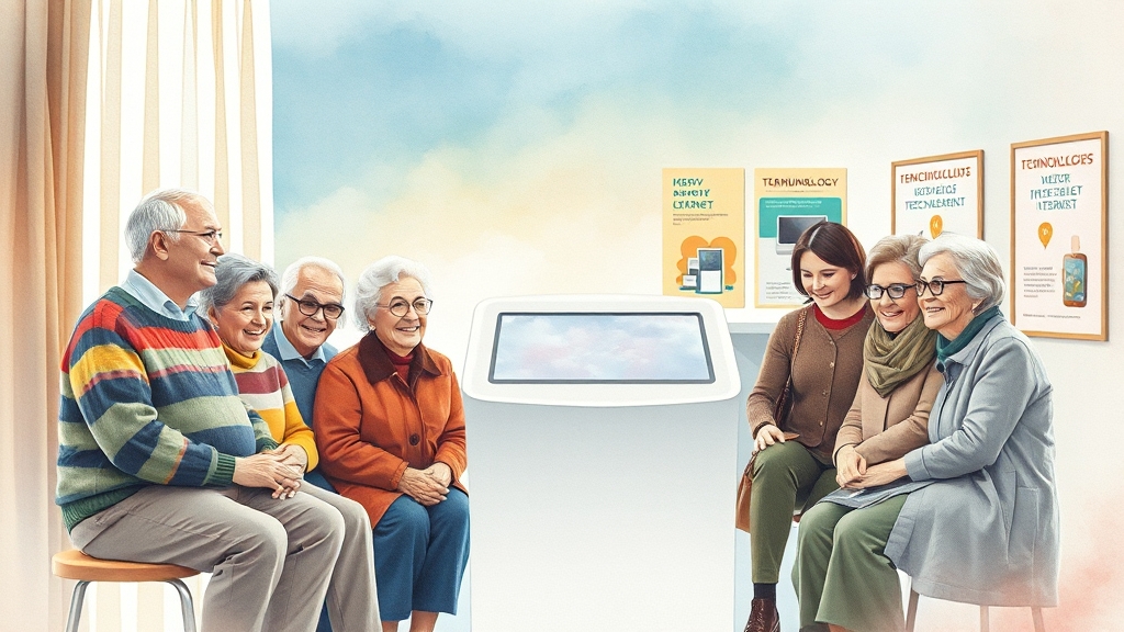 디지털 소외 문제 해결을 위한 노력 (watercolor 스타일)