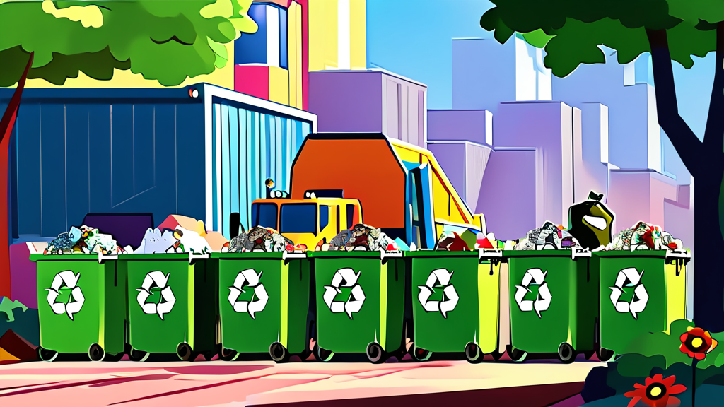 안전하고 합법적인 폐기물 처리 절차 (cartoon 스타일)