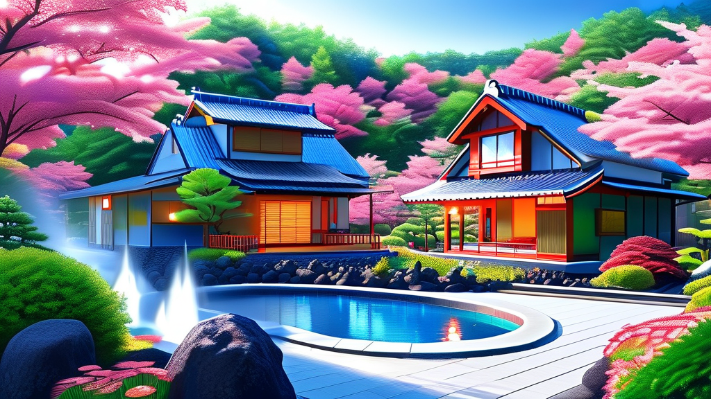 벳푸 리사나 료칸 및 호텔 추천 (realistic 스타일)