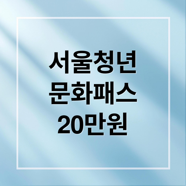 서울청년
문화패스
20만원 (서울청년문화패스)